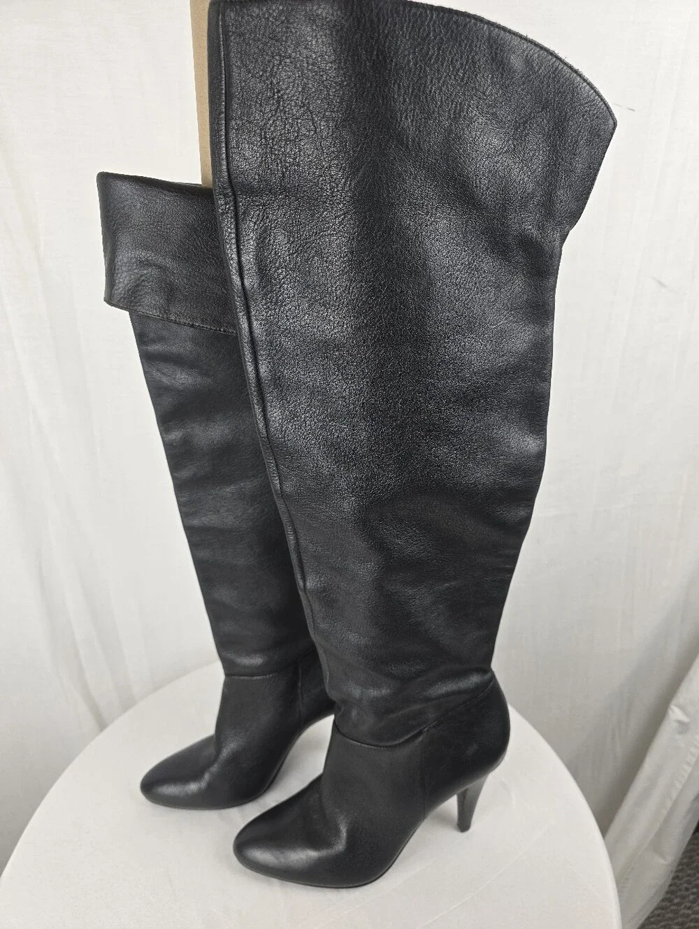 Nine West Catrice Classic Black Faux Leather Over-the-Knee Women's Boots Sz 7M